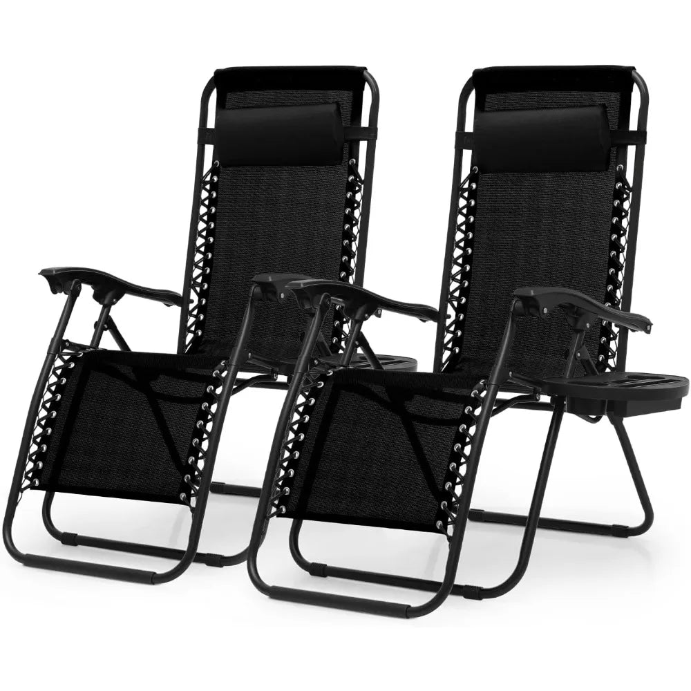 Zero Gravity Lounge Chairs, Portable Folding Reclining with Pillow for Outdoor, Patio, Beach, Camping