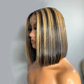 Transparent Lace Front Human Hair Wig Pre Pluck with Natural Hairline Straight Short Bob Wig 200% 1B/27 Ombre HD 13X4 13X6 