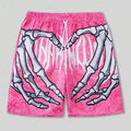 Elastic Waist Jogging Shorts, Swim Trunks, Board Shorts, Summer Beach Shorts with Hand Print, Y2K Shorts for Men, Ropa Hombre