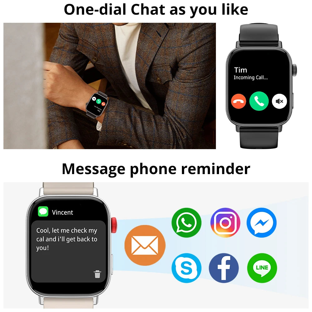 New  C8 Max Voice Calling Smart Watch 1.93" Large HD Color Display Health and Fitness Tracking Smartwatch for Men and Women