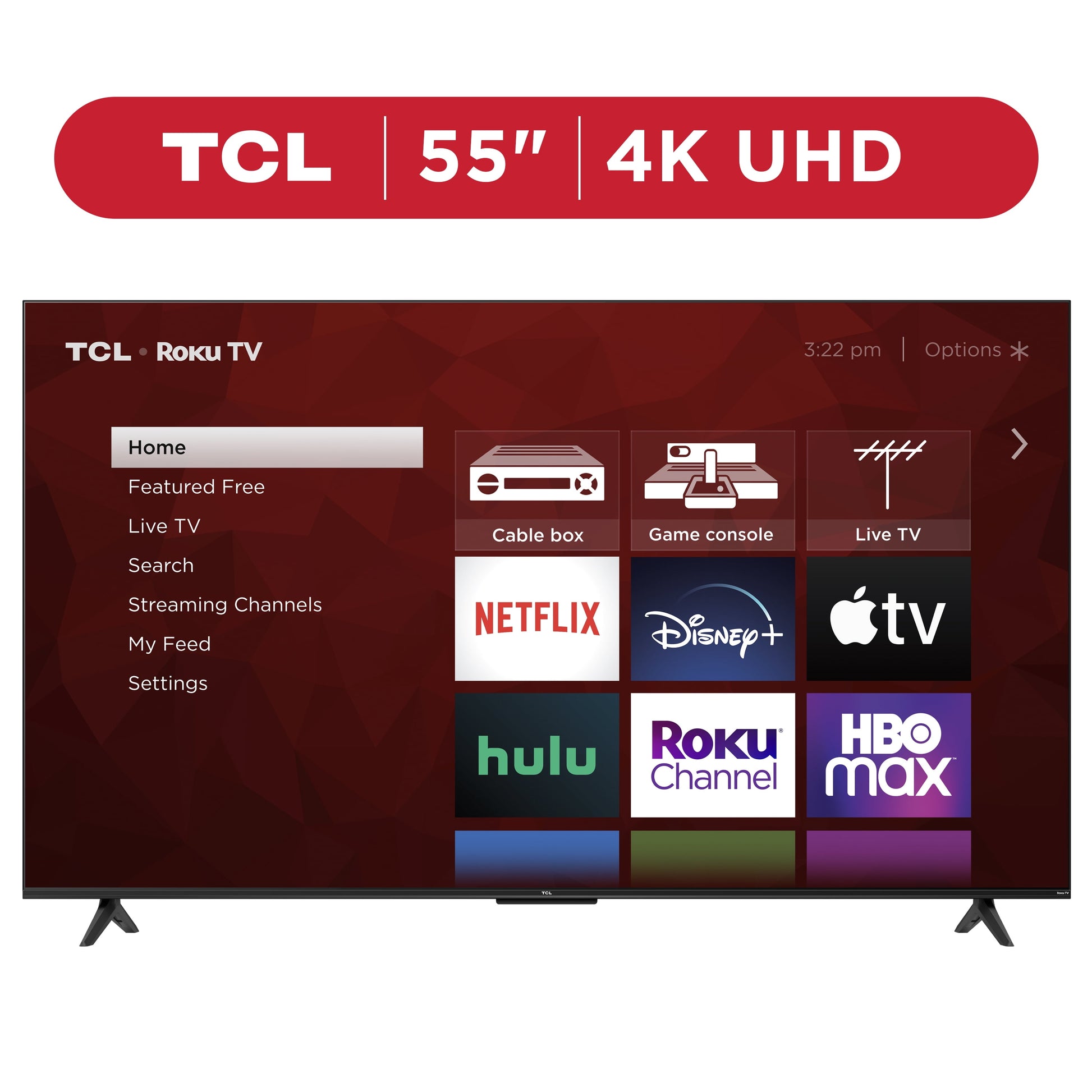 VisionMax 55" 4K UHD Smart TV - HDR & Roku Streaming
