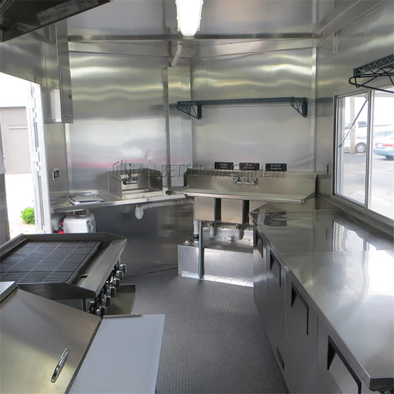 Grill Food Truck Outdoor Mobile Kitchen Fully Equipment Ice Cream Cart Hot Dog Pizza BBQ Trailer Custom Food Truck Trailer