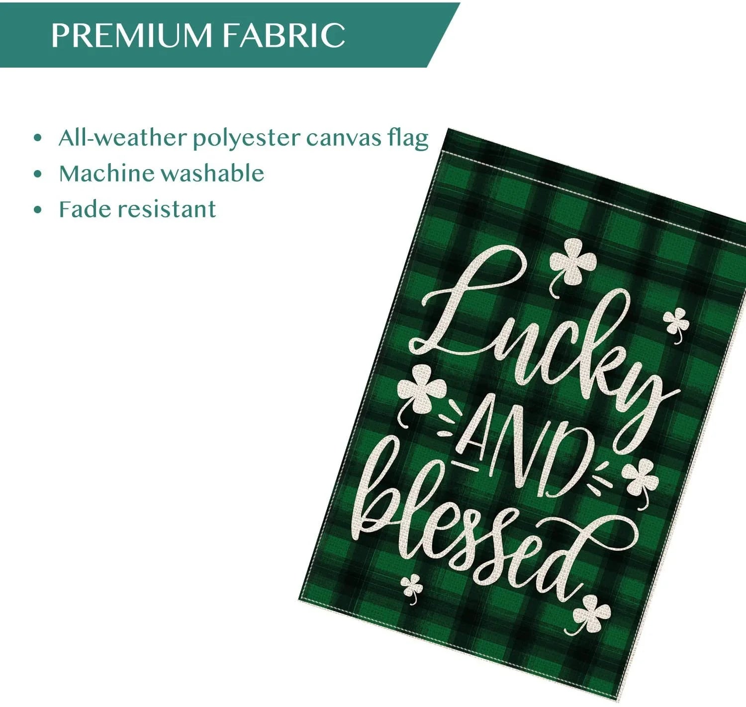 Lucky and Blessed Shamrock St. Patrick'S Day Garden Flag 12.5 X 18 Inch Watercolor Buffalo Plaid, Patricks Day Decoration