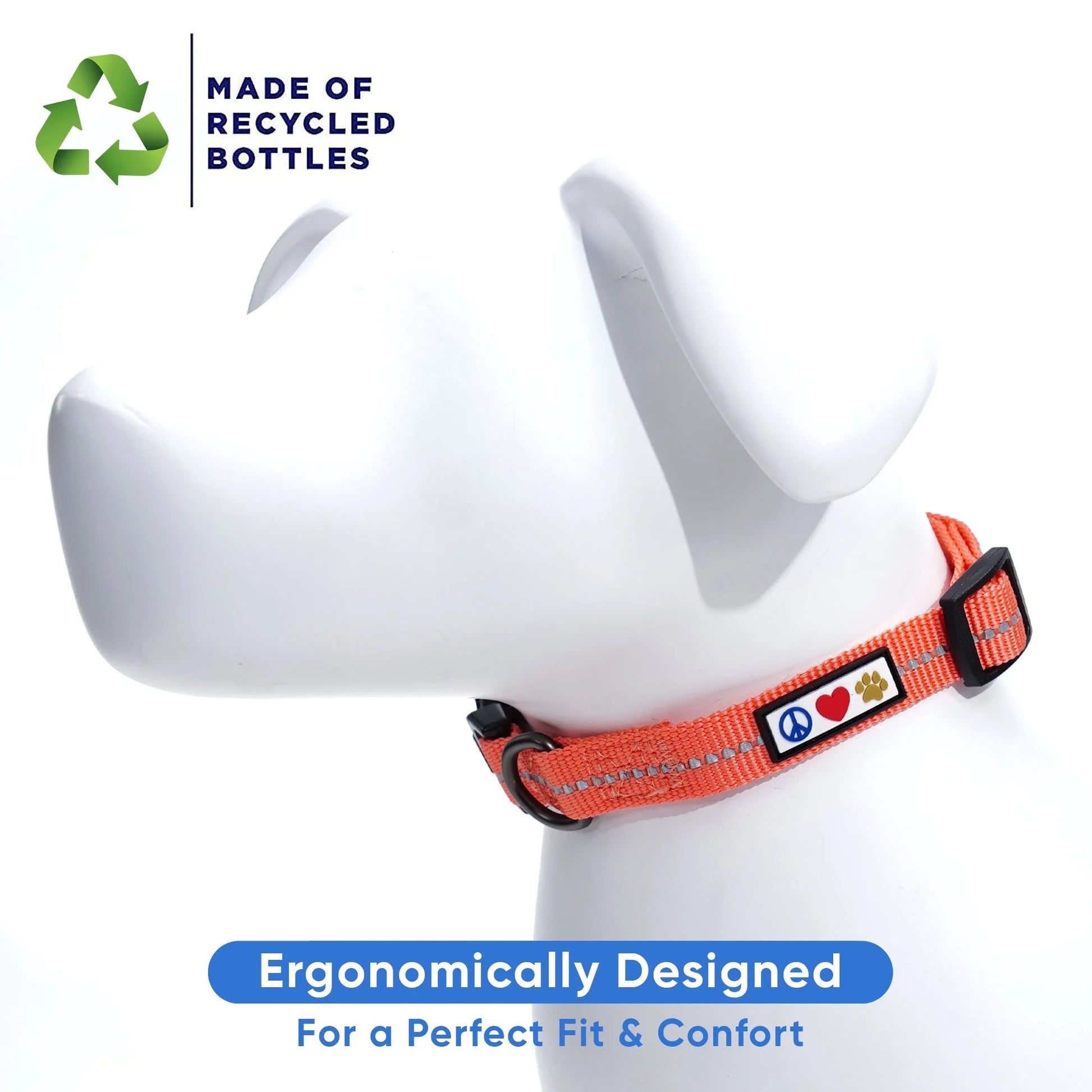EcoPaws Reflective Dog Collar – Small Coral Recycled Material for Safety & Comfort