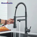 Black Kitchen Sink Faucet Pull down Hot and Cold Water Mixer2 Mode Tap with Dual Spout 360 Rotation Flexible Deck Mounted