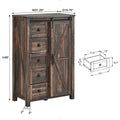 Rustic Charm 5-Drawer Dresser - Farmhouse Barn Door Storage Cabinet for Bedroom or Living Room