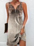 Women'S Dresses Summer Fashion Stitching V Neck Loose Bohemian Vacation Woman Basic Sleeveless Vestidos