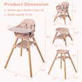 TimberTots 6-in-1 Convertible Baby Highchair - Pink Infant Feeding Chair with Removable Tray