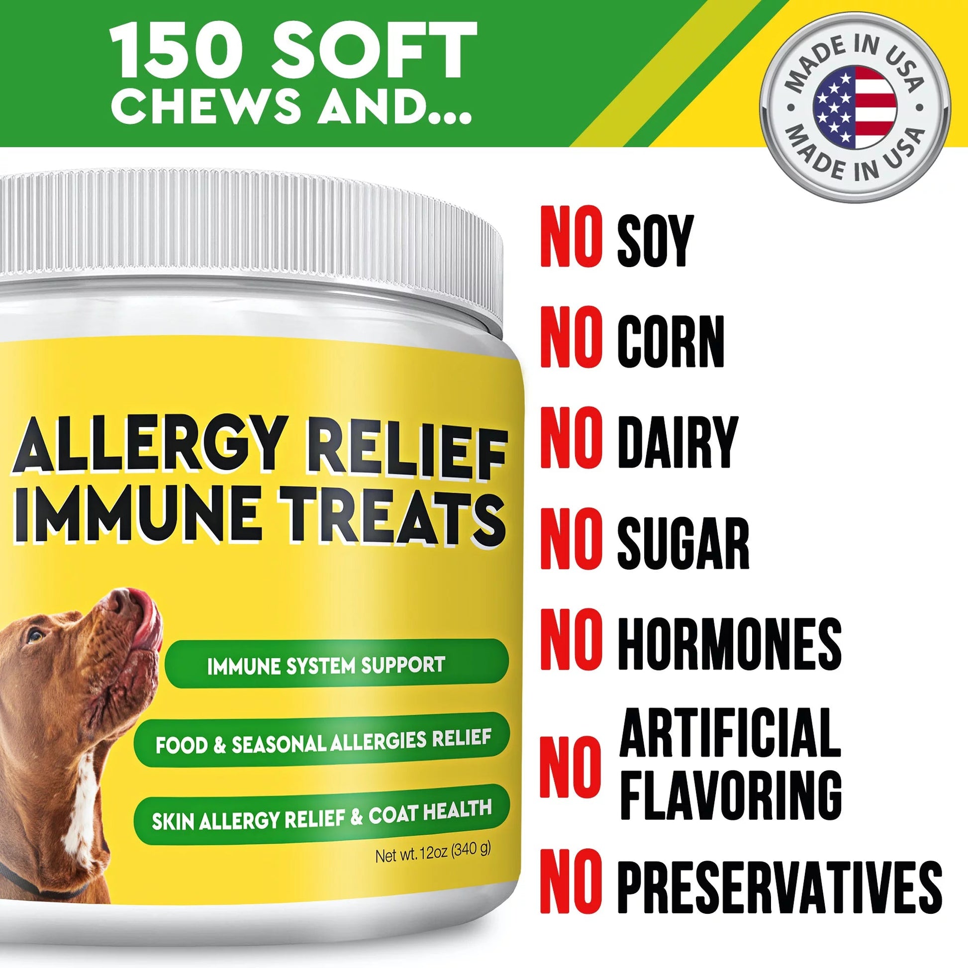 PawfectChew Dog Allergy Relief – Omega 3 Salmon Oil, Probiotics, Colostrum & Skin Support – 150 Chews Made in USA