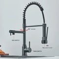 Black Kitchen Sink Faucet Pull down Hot and Cold Water Mixer2 Mode Tap with Dual Spout 360 Rotation Flexible Deck Mounted