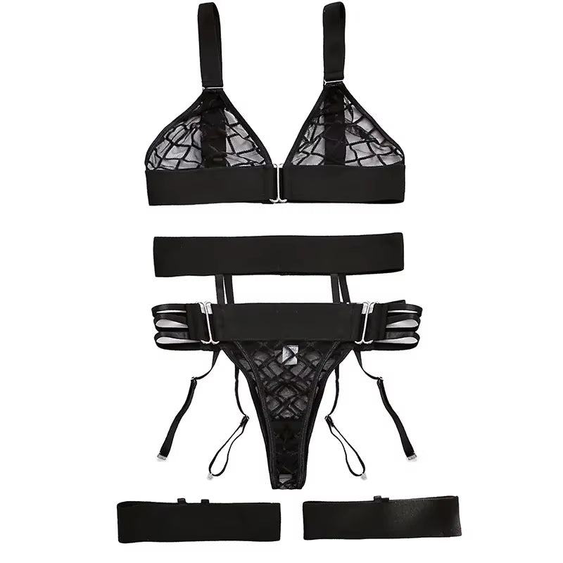Sexy Transparent Bra and Panty Garters Lingerie Underwear Set Sexy Sling Bra Brassiere Suit Temptation Costumes Women