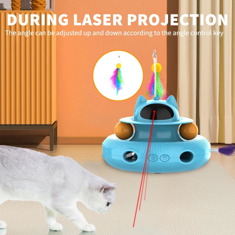 Cornmi PlayPal - 4-in-1 Interactive Smart Cat Toy with Laser, Feather Wand, and Rotating Modes
