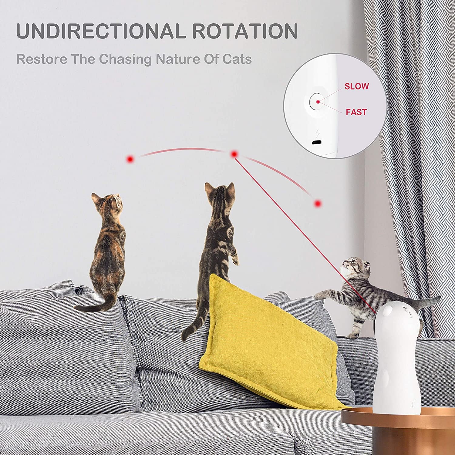 FelineFun Laser Chaser – Interactive Automatic Cat Toy with Adjustable Speed & 360° Rotation