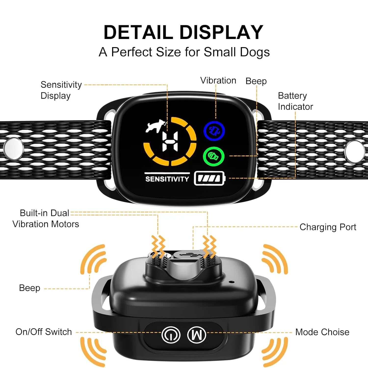 SilentPaws Dog Bark Collar - Rechargeable Smart Anti-Barking Solution for Small/Medium Dogs