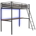 NightGlow HQ Gaming Bunk Bed with LED Lights – Black, Twin Size, Ultimate Gaming Experience