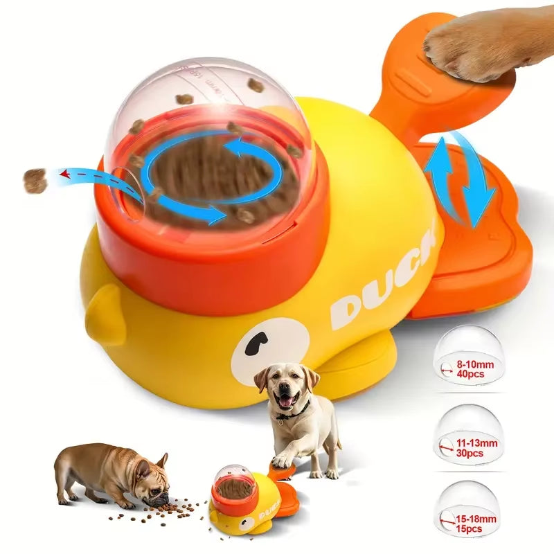Yellow Duck-Shaped Durable Dog Treat Dispenser Puzzle Toy for Training
