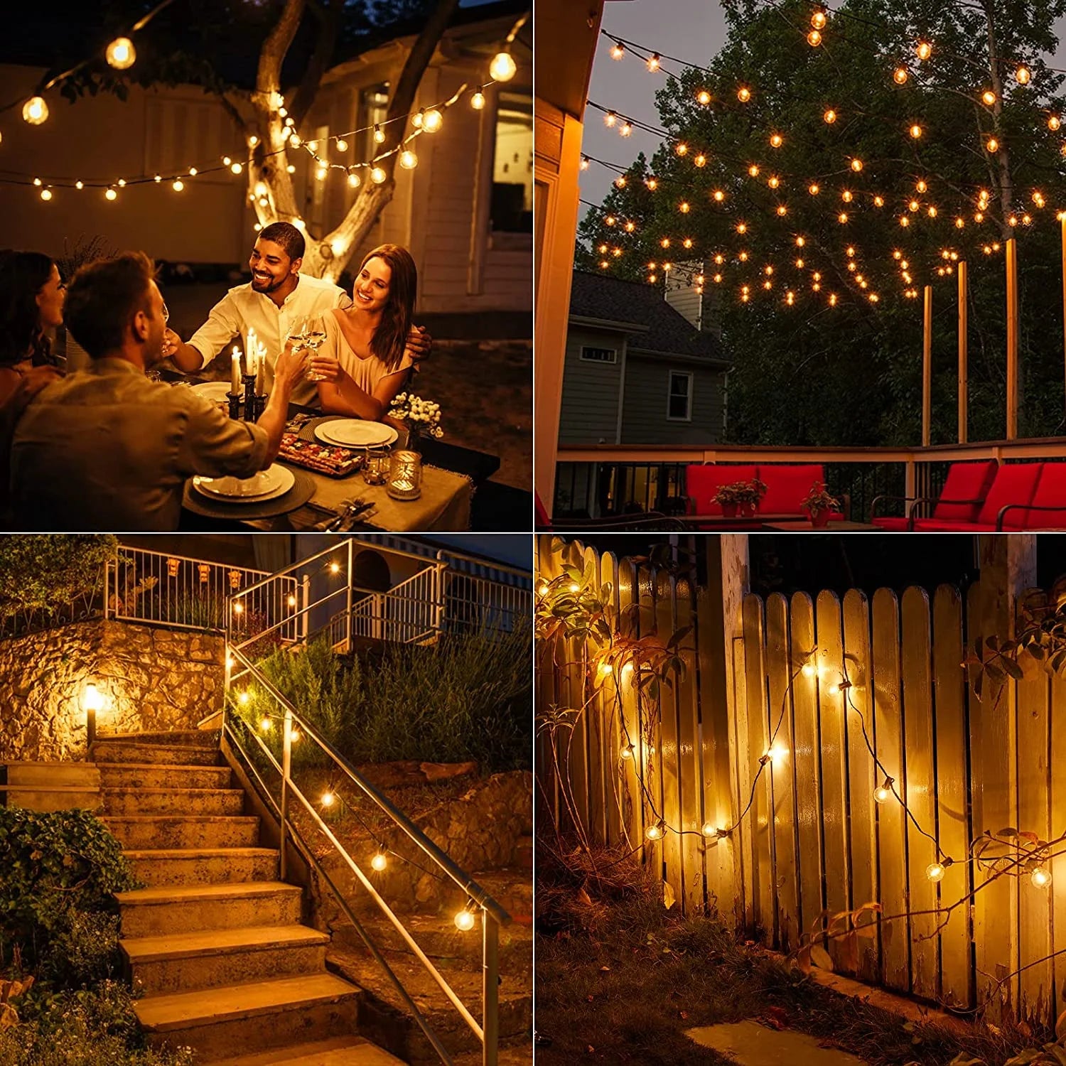 GlowAura 38FT LED Outdoor String Lights - Shatterproof G40 Globe Patio Lights for Garden, Christmas, Backyard