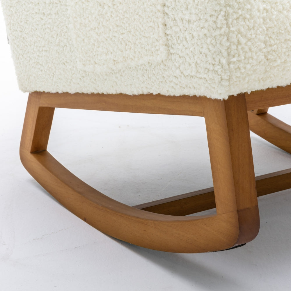 CozyGlide Rocking Chair - Upholstered Accent Armchair with Padded Seat & Side Pocket