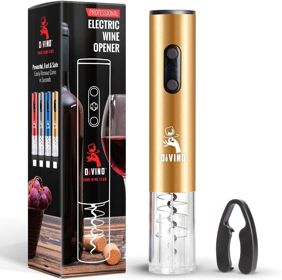 Powerful Electric Wine Opener Set – Cordless Electric Wine Bottle Opener with Foil Cutter – Automatic Wine Opener Electric Corkscrew – Battery Operated Electric Wine Openers – Deluxe Wine Gift Set