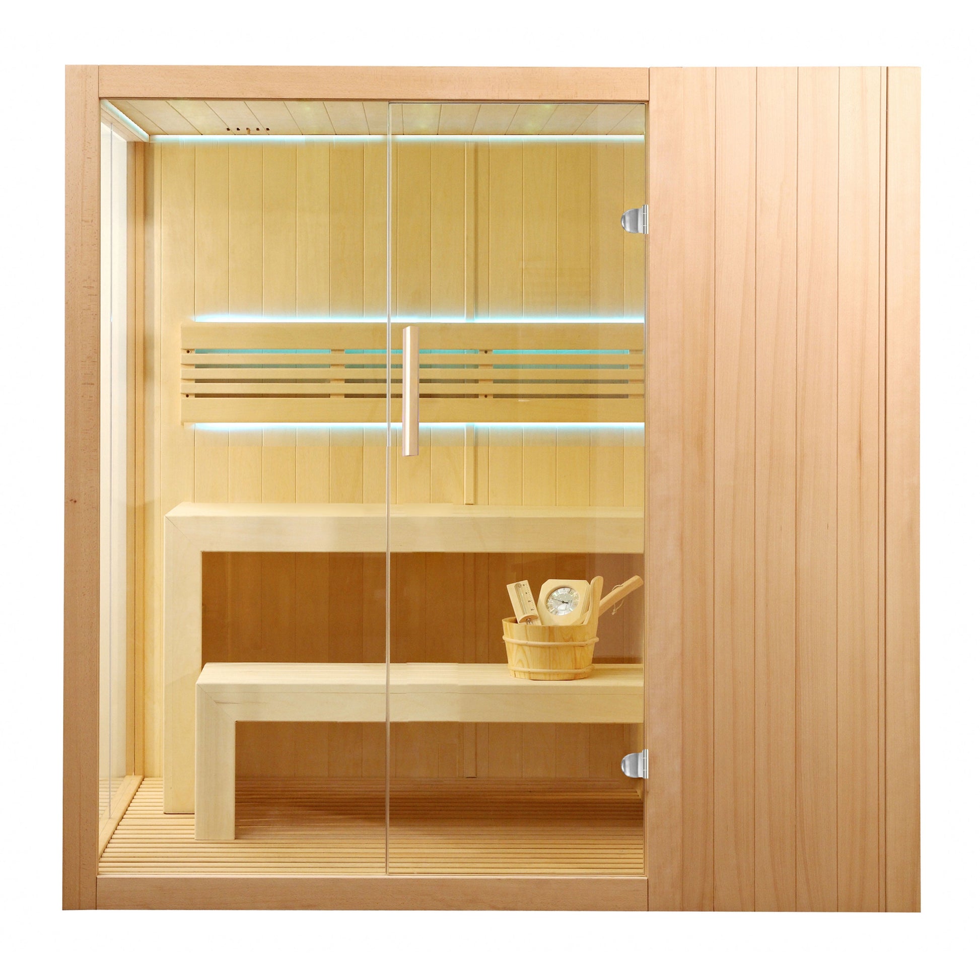 STHE4INNY Canadian Hemlock 4-6 Person Indoor Sauna - Wet & Dry with 4.5 Kw Heater