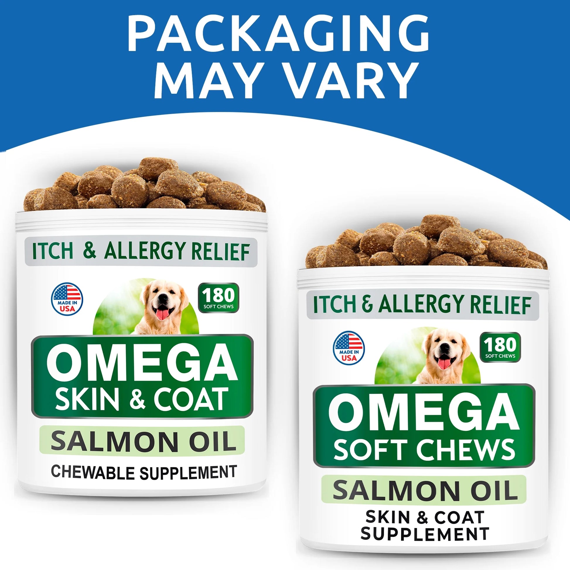 OmegaBoost Canine Health - 180 Fish Oil Soft Chews for Shedding, Skin Allergies & Joint Care