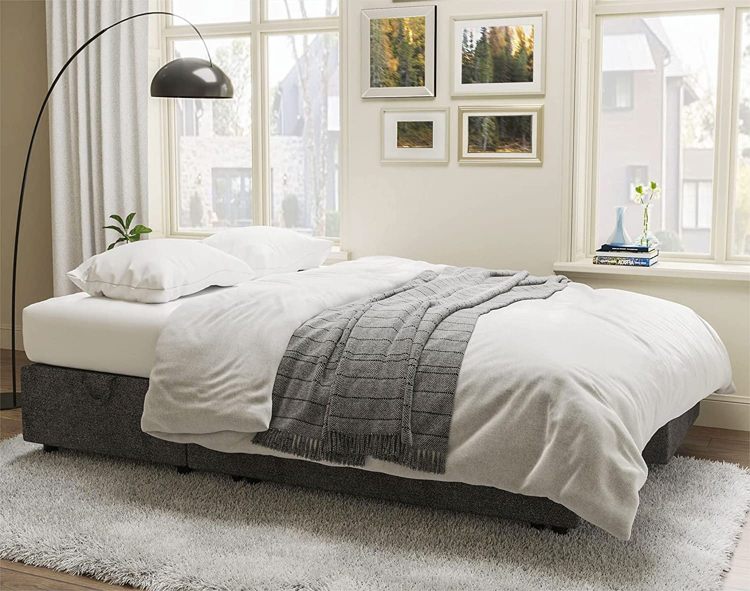 ChicSleep Sofa Bed - Sleeper Sofa with Storage Chaise & Pull-Out Couch in Gray Chenille