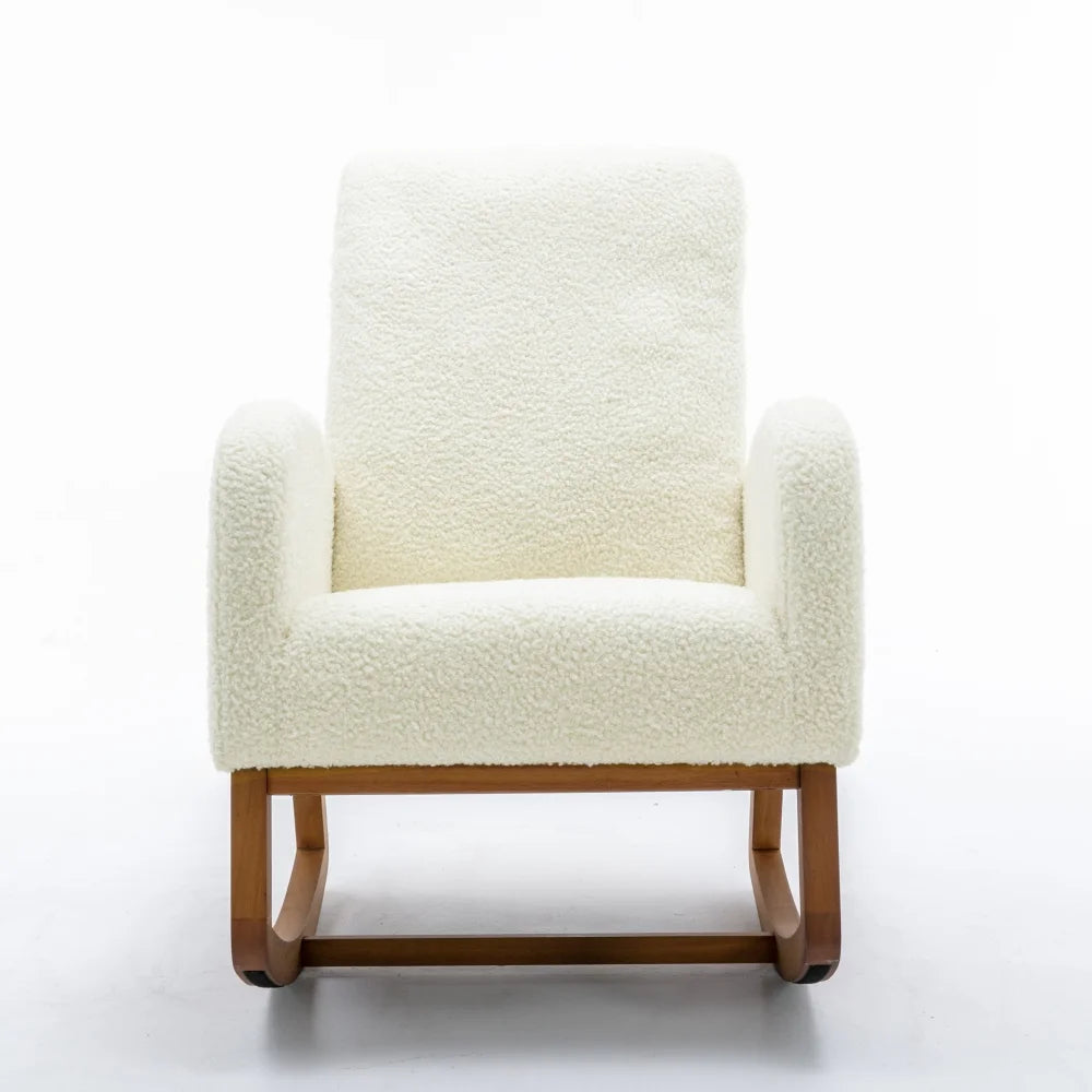 CozyGlide Rocking Chair - Upholstered Accent Armchair with Padded Seat & Side Pocket