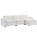 ComfortEase L-Shaped Sectional Sofa with Chaise – 3-Seat Sleeper Couch, Chenille Fabric, Beige