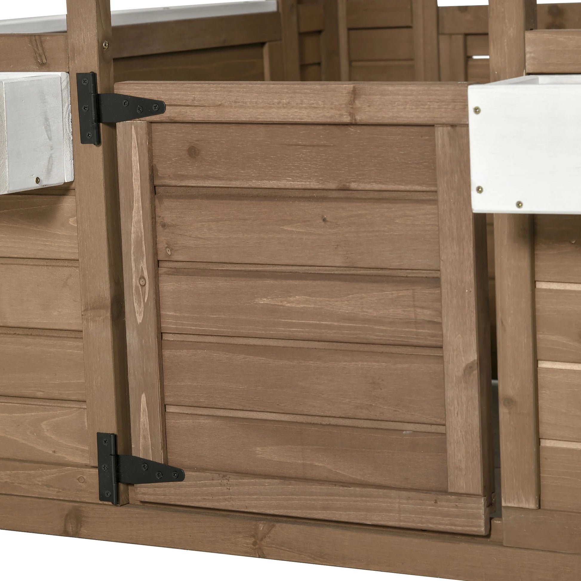 SunnyPlay Kids Outdoor Playhouse with Doors & Windows - Brown Wooden Garden Playhouse