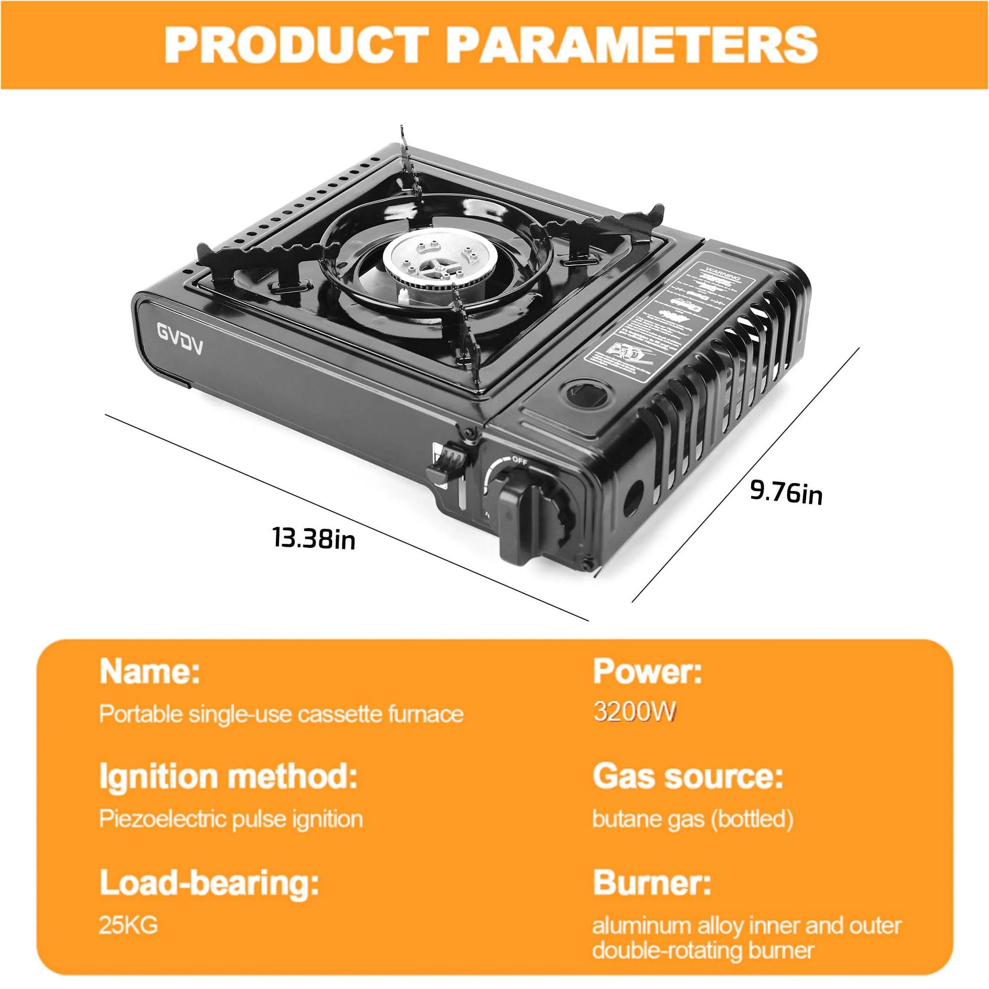 AdventureFuel Portable Camping Stove - 1-Burner Butane Gas Stove with Travel Case