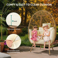 CozyNest Wicker Egg Chair - Oversized Lounger with Stand & Cushions for Outdoor Patio