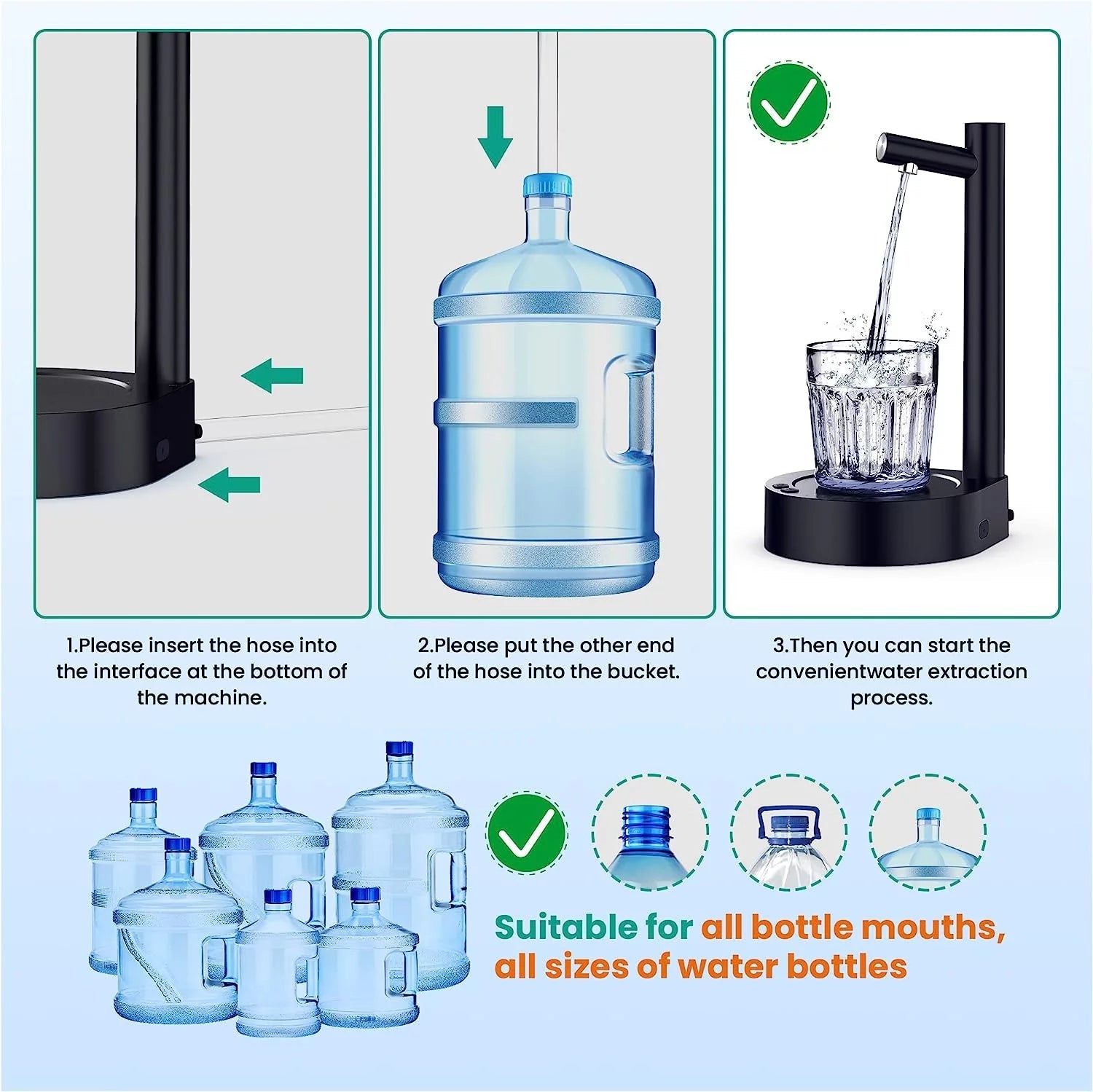 HydroFlow Desktop Water Dispenser - Portable 5 Gallon Pump with Type-C Charging for Home & Office