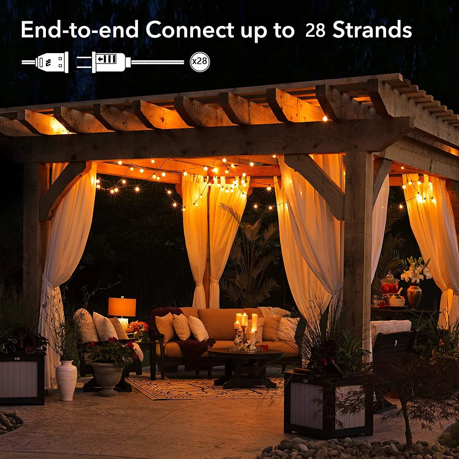 GlowAura 38FT LED Outdoor String Lights - Shatterproof G40 Globe Patio Lights for Garden, Christmas, Backyard