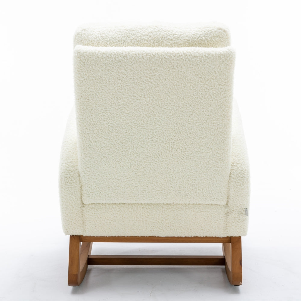 CozyGlide Rocking Chair - Upholstered Accent Armchair with Padded Seat & Side Pocket