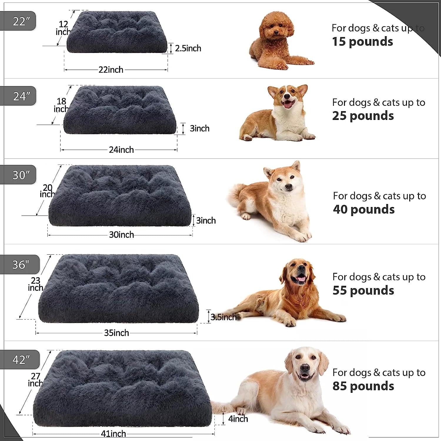 CozyPaws Large Dog Bed - Washable Plush Soft Fluffy Pet Bed for Big Dogs 41 Inch