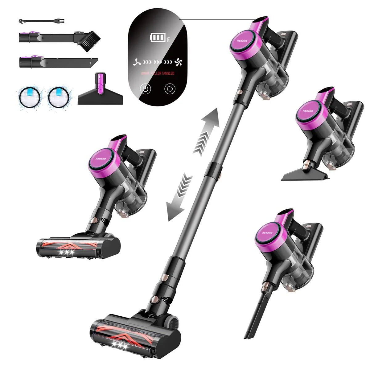 PowerClean Cordless Vacuum - 300W 23Kpa Suction, LED Display, 48Min Runtime, Lightweight Stick