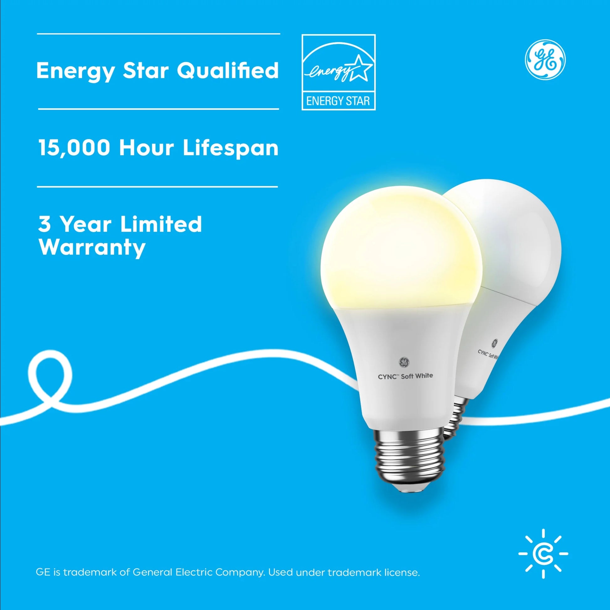 Cync by GE Smart LED A19 Bulbs - Soft White, 60W, Medium Base, 2-Pack Indoor Lighting