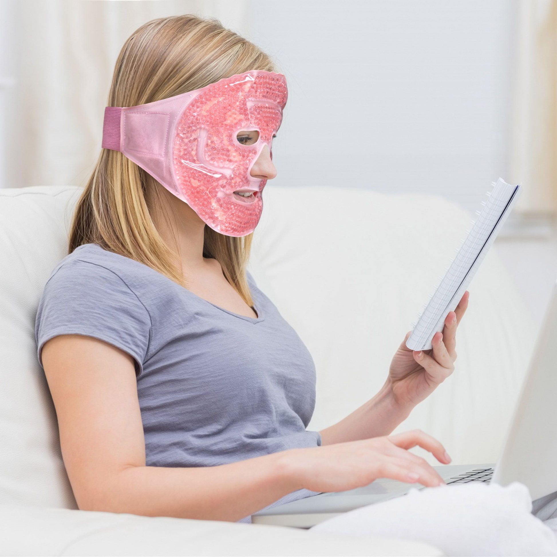 Ice Face Mask, Gel Beads Ice Pack for Puffy Eyes, Dark Circles