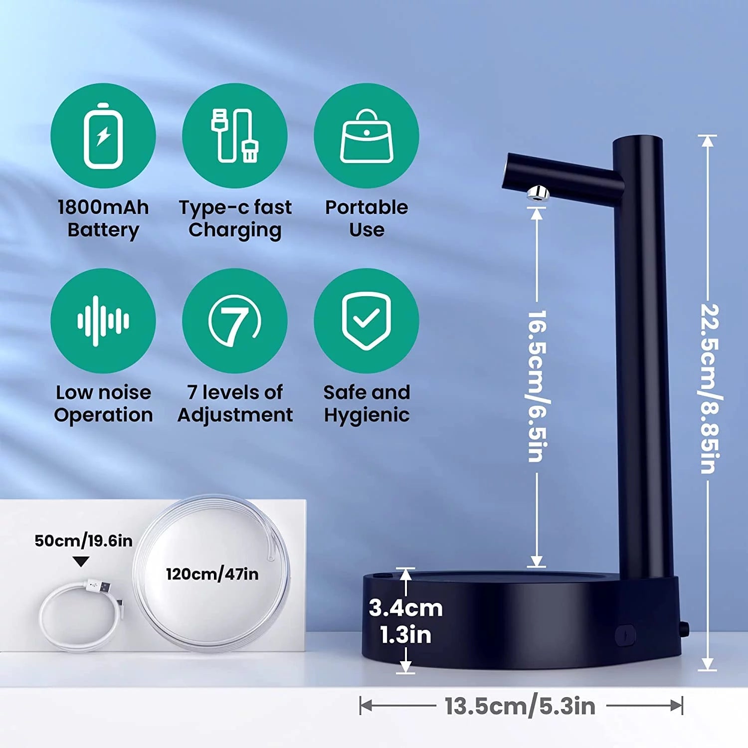 HydroFlow Desktop Water Dispenser - Portable 5 Gallon Pump with Type-C Charging for Home & Office