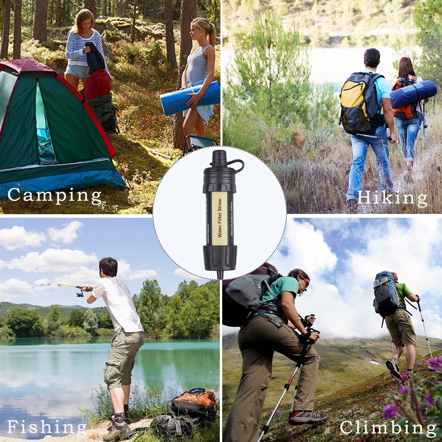 PureFlow Mini Water Filter - Portable Survival Straw for Hiking, Camping, and Backpacking