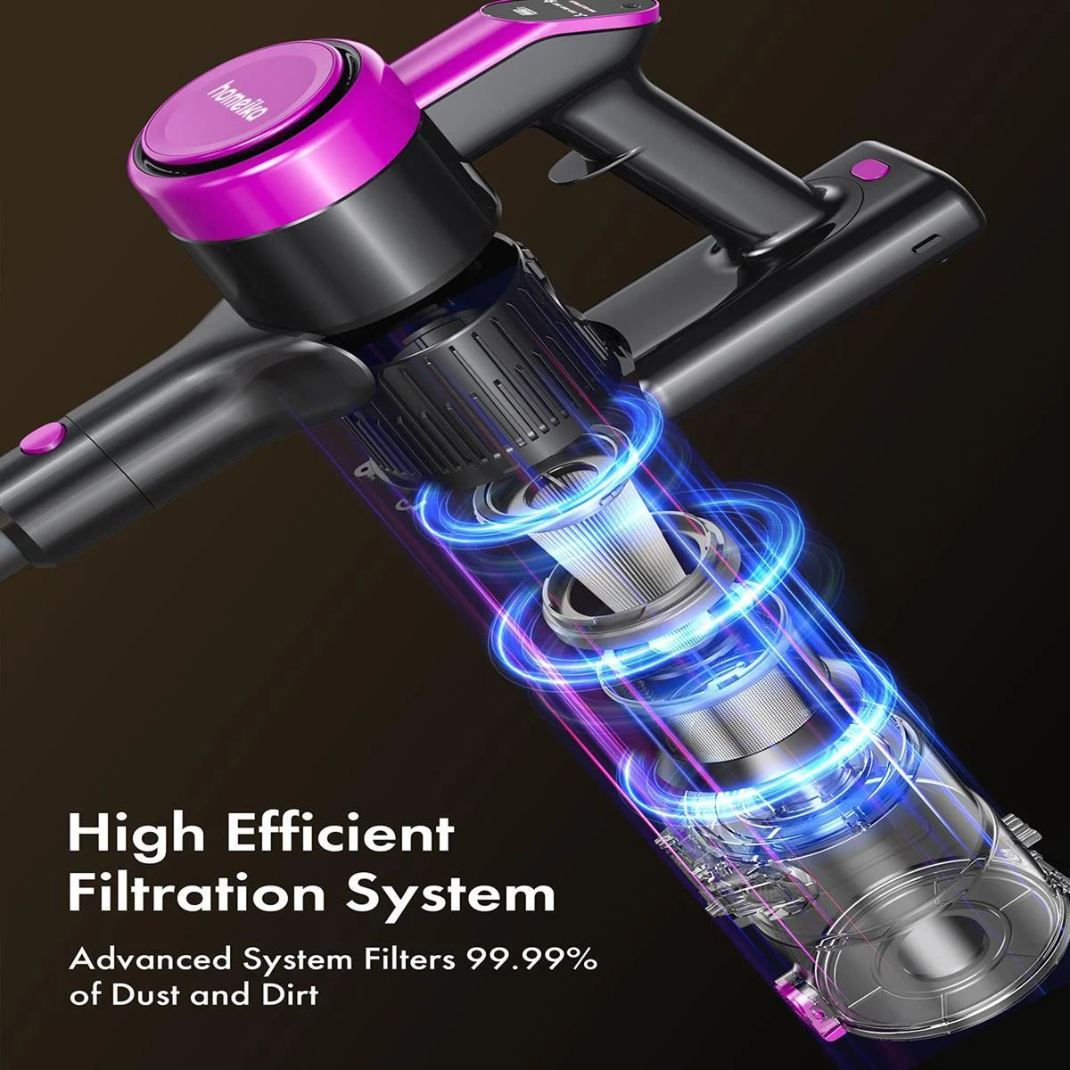PowerClean Cordless Vacuum - 300W 23Kpa Suction, LED Display, 48Min Runtime, Lightweight Stick