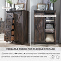 Rustic Charm 5-Drawer Dresser - Farmhouse Barn Door Storage Cabinet for Bedroom or Living Room