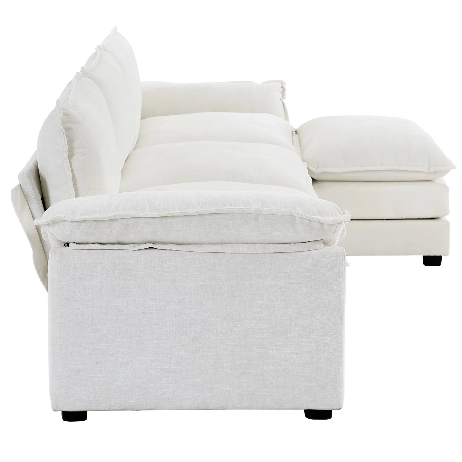 ComfortEase L-Shaped Sectional Sofa with Chaise – 3-Seat Sleeper Couch, Chenille Fabric, Beige