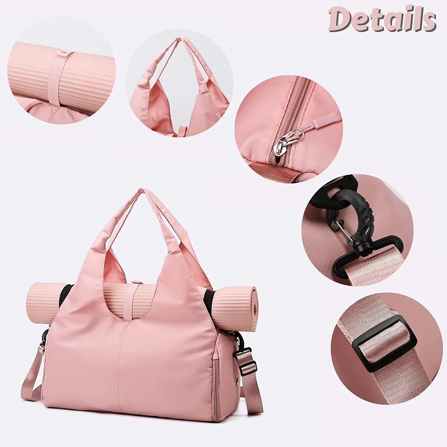 ActiveGlow Yoga Gym Bag - Women's Duffel with Mat Holder, Shoe Compartment & Wet Dry Pockets
