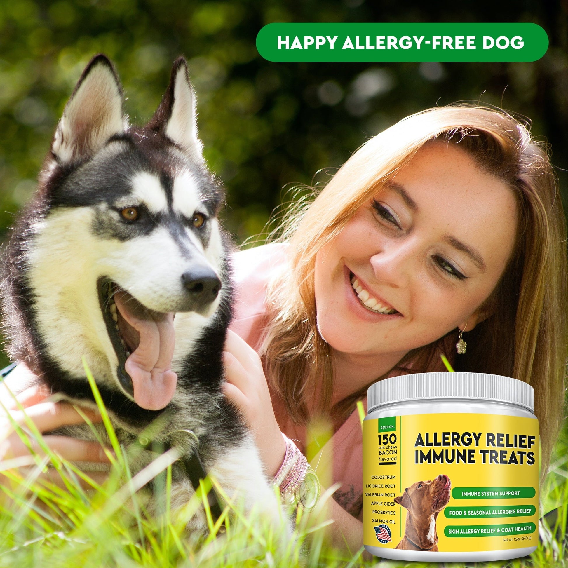 PawfectChew Dog Allergy Relief – Omega 3 Salmon Oil, Probiotics, Colostrum & Skin Support – 150 Chews Made in USA