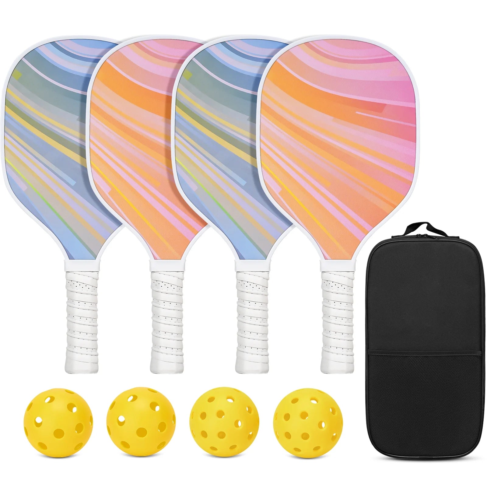 ProSpin USA Pickleball Paddle Set - 4 Paddles, 4 Balls & Convenient Carry Bag Included