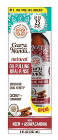 Coconut & Cinnamon Oil Pulling Flavor + Neem & Ashwagandha - Oral Rinse Mouthwash - 8 Oz