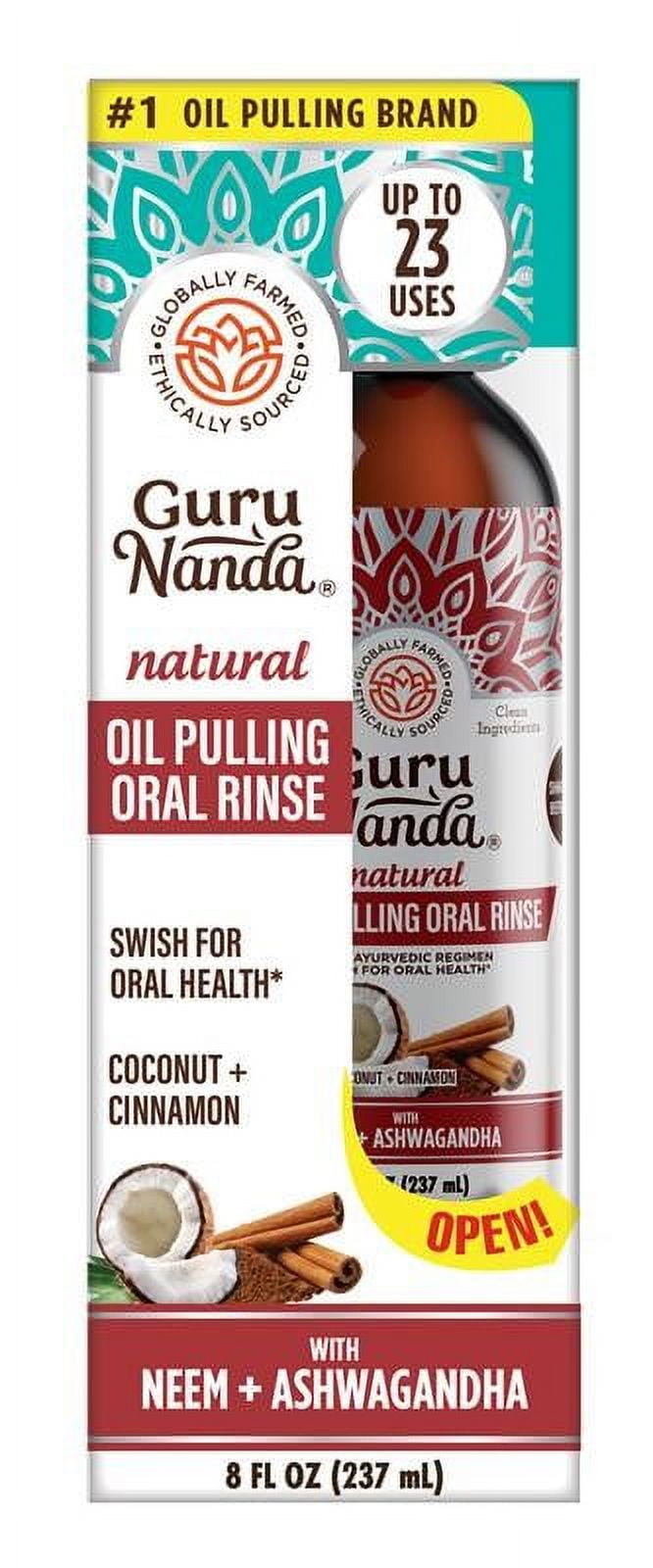 Coconut & Cinnamon Oil Pulling Flavor + Neem & Ashwagandha - Oral Rinse Mouthwash - 8 Oz