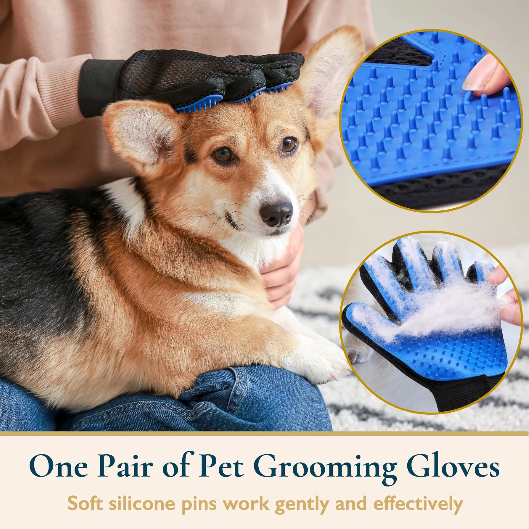 Pet Hair Remover & Pet Grooming Gloves Set, Dog/Cat Grooming Washing Gloves, Deshedding Brush for Dogs/Cats, Reusable Lint Roller for Pet Hair, Dog/Cat Hair/Fur Remover for Couch, Furniture