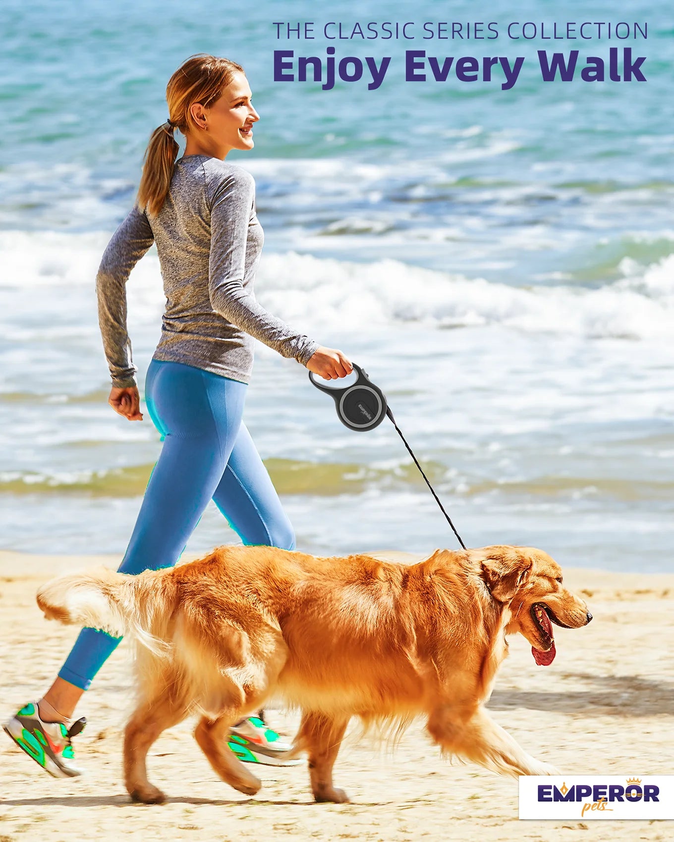 FlexiPaws 16Ft Heavy Duty Retractable Dog Leash for Large Dogs up to 110lbs - GY16